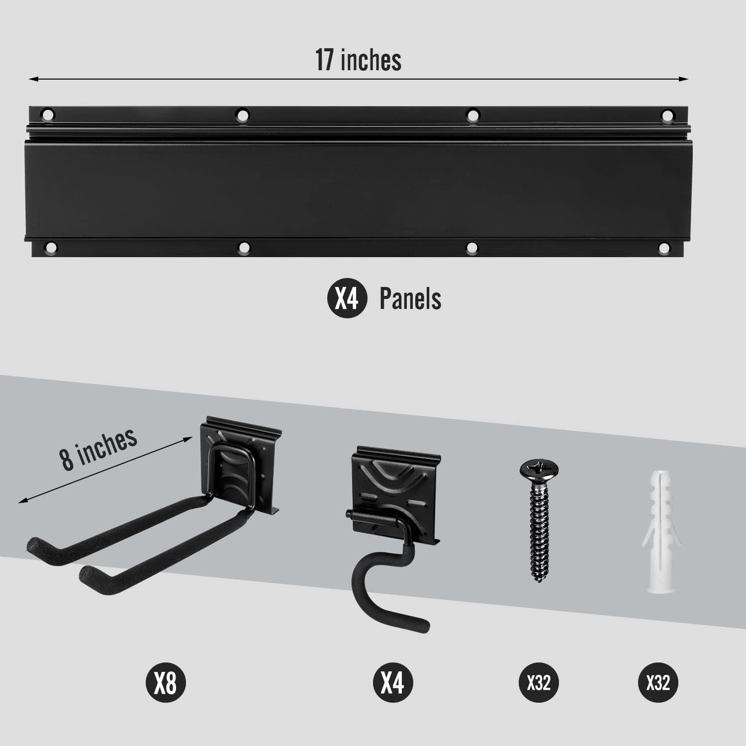 SMARTOLOGY Modular Heavy-Duty Steel Garage Tool Storage Rack - 150 lbs Weight Capacity Weather-resistant Powder-Coated Wall Mount Organizer for Shovels. Rakes. Ladders & Landscaping Equipment - Image 3