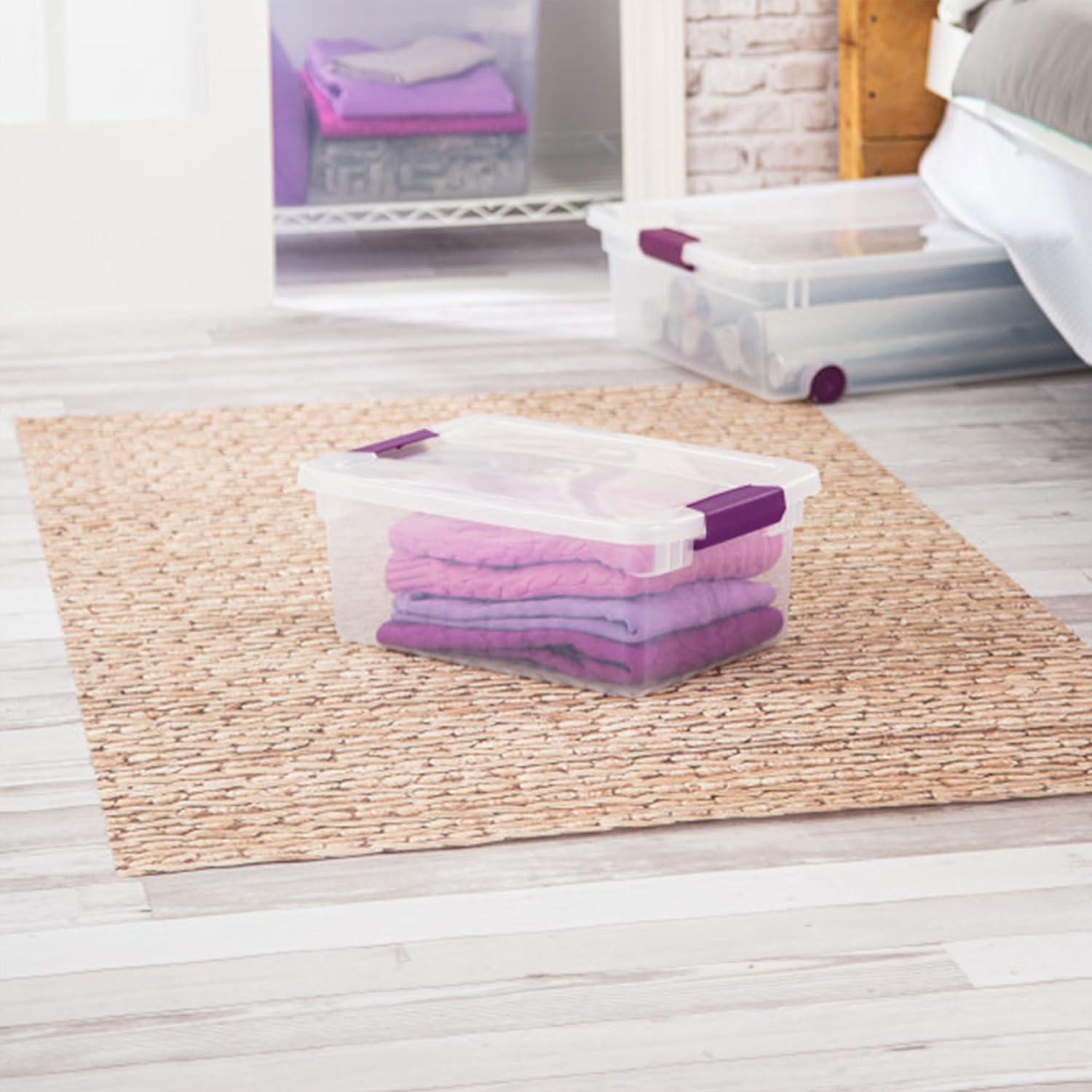 Sterilite 12-Pack ClearView Latch Box. Stackable Organizer Bins with Lids. 15 Quart - Clear Plastic Organization Containers for Closet. Bedroom. Shelving Units and Home or Office Storage | Clear Plastic Organizers with Color Accent Latches for Closet. Bedroom. Shelving Units. Dorm Room and Home Organization - Image 6