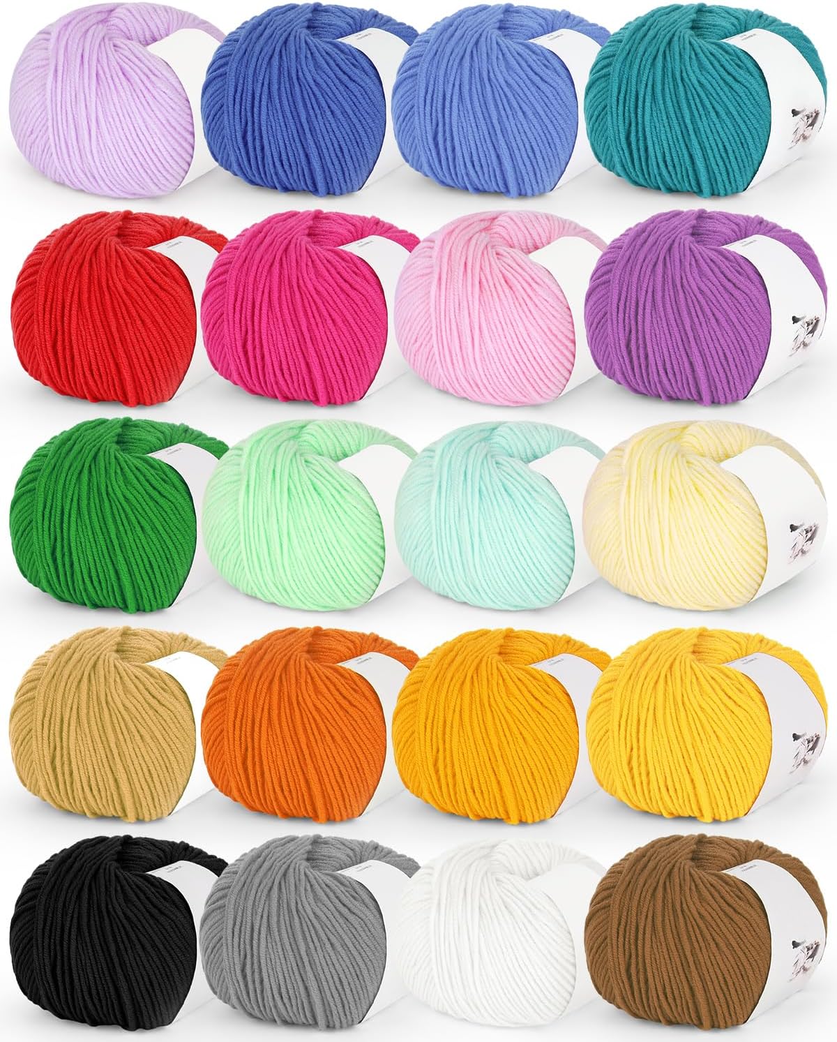 Katech 20 Skeins Cotton Yarn for Crocheting-Crochet Yarn Set-(Color A) | 55% Cotton 45% Acrylic#3 DK (Light)-Super Soft Milk Cotton Yarn-Great Crochet and Knitting Starter Kit for Colorful Craft