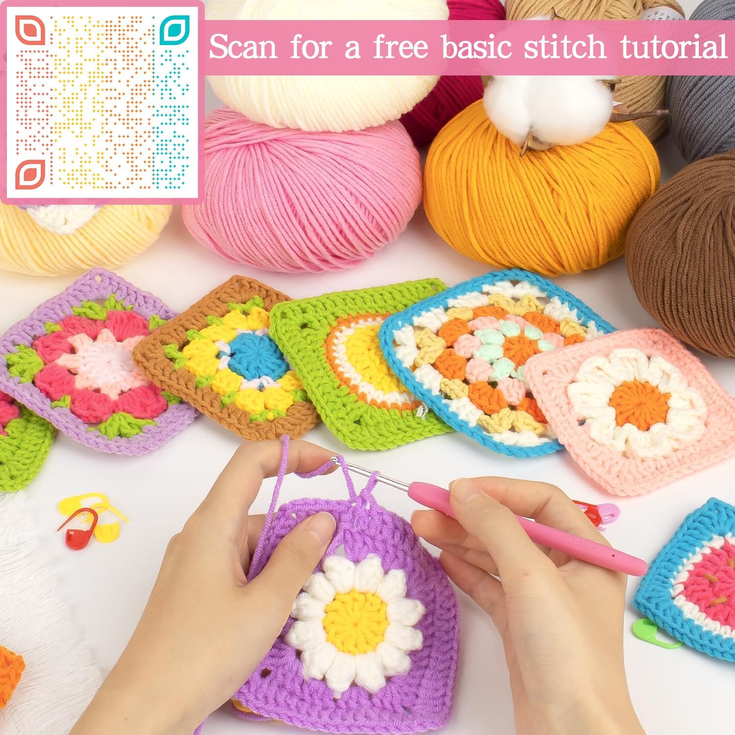 Katech 20 Skeins Cotton Yarn for Crocheting-Crochet Yarn Set-(Color A) | 55% Cotton 45% Acrylic#3 DK (Light)-Super Soft Milk Cotton Yarn-Great Crochet and Knitting Starter Kit for Colorful Craft - Image 2