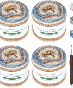 Katech Fairyland Yarn for Crocheting Knitting-4 Packs Gradient Cake Yarn | 100g/3.52 oz-DK Light Weight #3-60% Cotton 30% Acrylic 10% Wool-Perfect for Scarves. Shawls. Blankets and Garments(A)