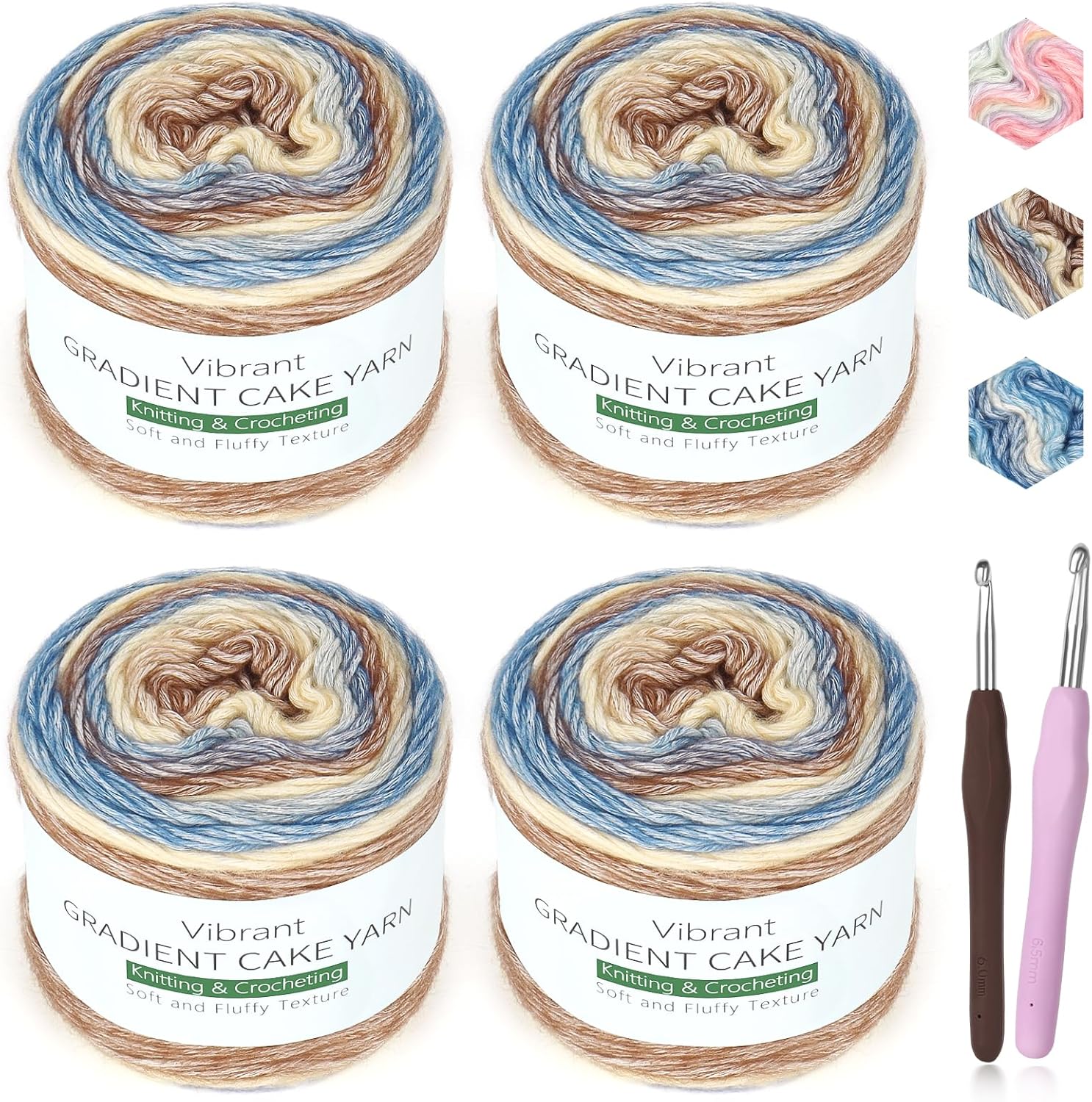 Katech Fairyland Yarn for Crocheting Knitting-4 Packs Gradient Cake Yarn | 100g/3.52 oz-DK Light Weight #3-60% Cotton 30% Acrylic 10% Wool-Perfect for Scarves. Shawls. Blankets and Garments(A)
