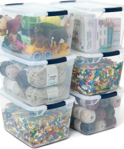 Rubbermaid Cleverstore Clear 32 Qt. 6 Pack Stackable Plastic Storage Bins with Lids. Great for Closet and Laundry Storage. Organizing in the Home